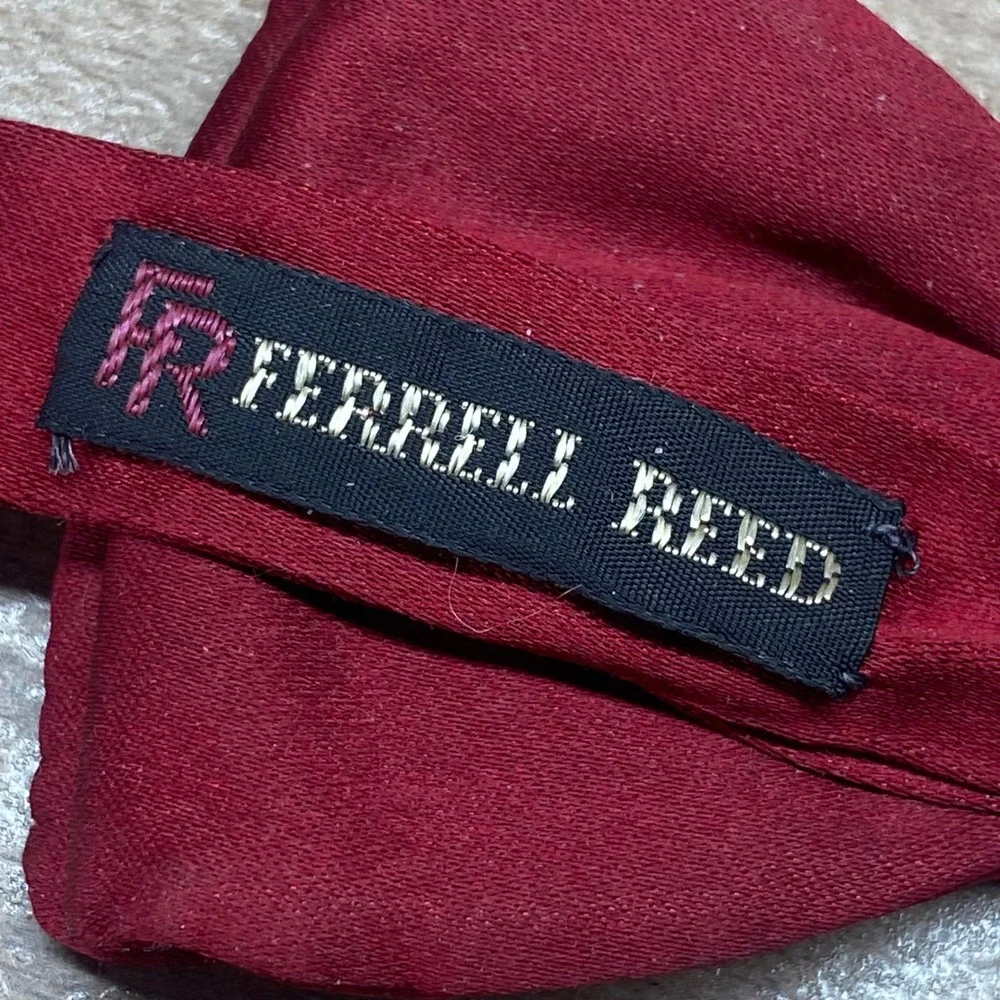 Ferrell Reed Vintage Bow Tie Mens Burgundy Adjustable Pre-Tied Formal‎ Accessory